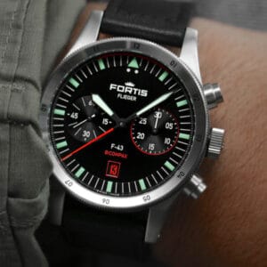 FORTIS Flieger F-43 Bicompax mit Aviator Lederband F.424.0005