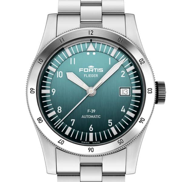 FORTIS Flieger F-39 Petrol auf Block Bracelet F4220019