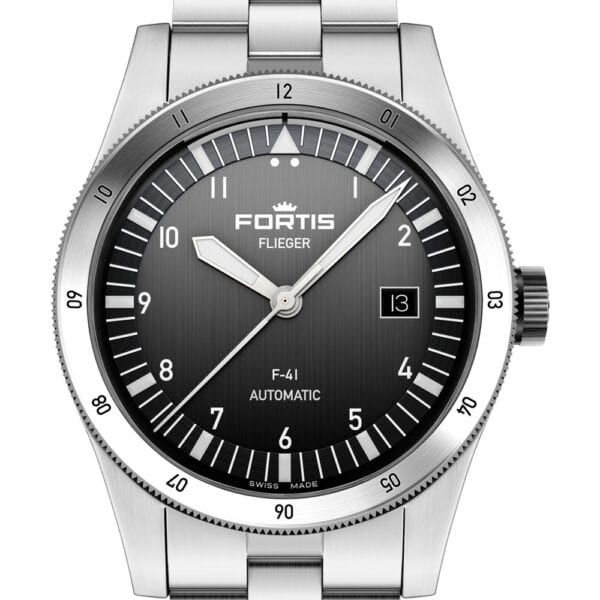 FORTIS Flieger F-41 Black auf Block Bracelet F4220017