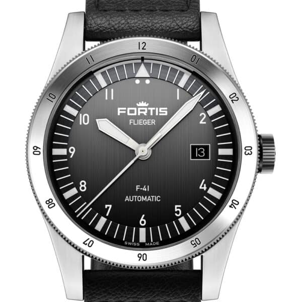 FORTIS Flieger F-41 Black auf Aviator Strap F4220018