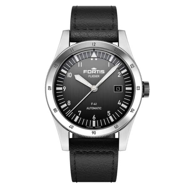 FORTIS Flieger F-41 Black auf Aviator Strap F4220018