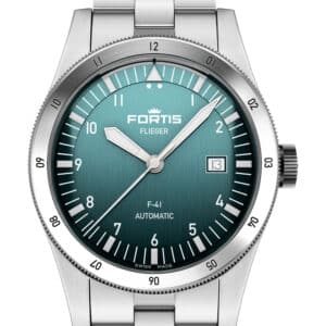 FORTIS Flieger F-41 Petrol auf Block Bracelet F4220021