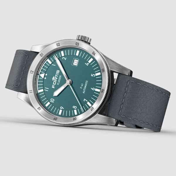 FORTIS Flieger F-41 Petrol auf Indigo Aviator Strap F4220022