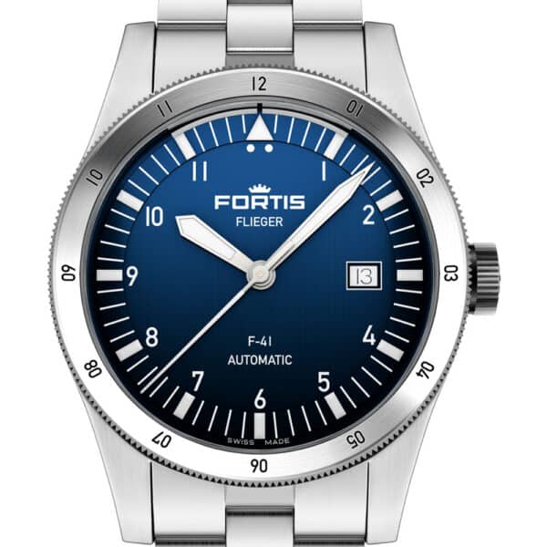 FORTIS Flieger F-41 Liberty Blue auf Block Bracelet F4220024