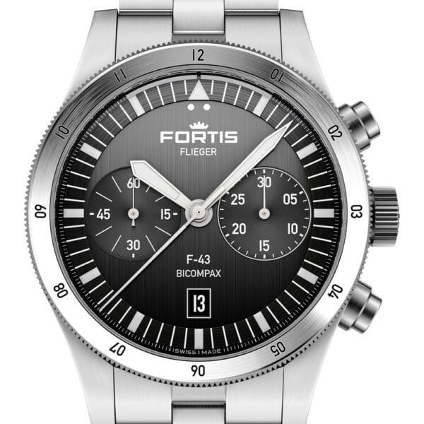 FORTIS Flieger F-43 Bicompax Black auf Block Bracelet F4240006