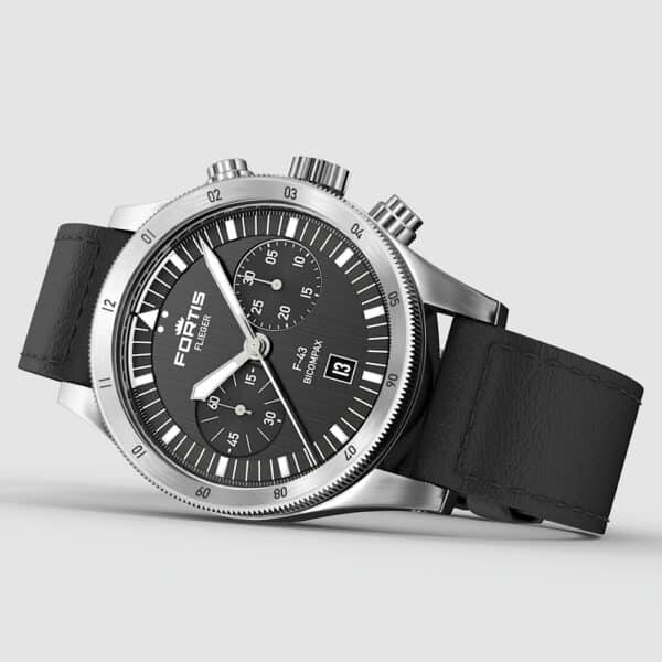 FORTIS Flieger F-43 Bicompax Black auf Aviator Strap F4240007