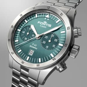 FORTIS Flieger F-43 Bicompax Petrol auf Block Bracelet F4240008