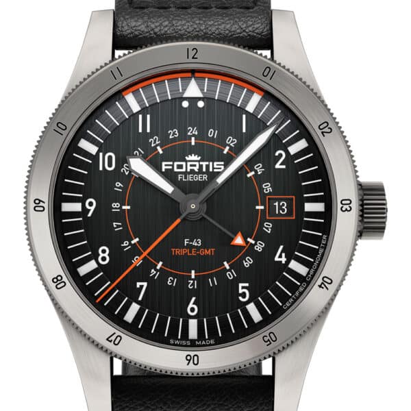 FORTIS Flieger F-43 Triple-GMT Original auf Black Aviator Strap F4260001